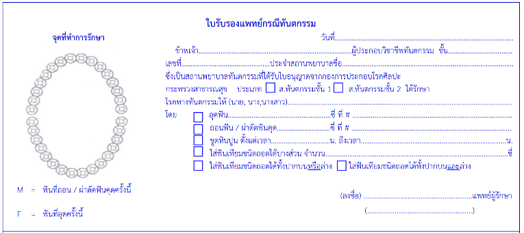 ใบรับรองแพทย์กรณีทันตกรรม